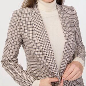 J. Crew Factory Checkered Blazer in Beige and Navy